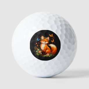 Cute Fox With Flowers Golf Balls