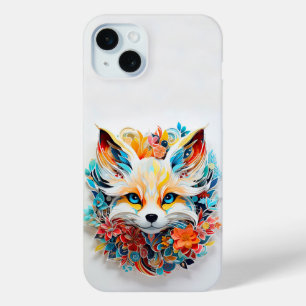 Cute Fox with flowers Paper Cutout iPhone 15 Mini Case