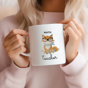 Cute Fox with Glasses Math Teacher Two-Tone Coffee Mug