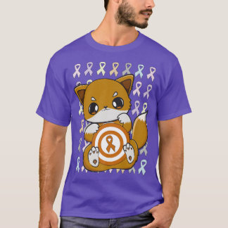 Cute Fox With Orange Ribbon For Leukemia Awareness T-Shirt