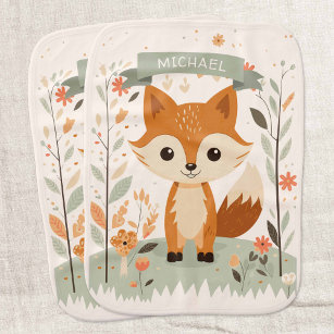 cute fox, woodland animals themed Gender neutral Burp Cloth