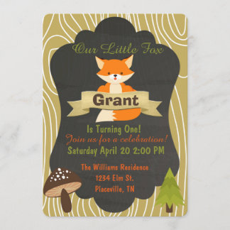 Cute Fox Woodland birthday party invitation 4