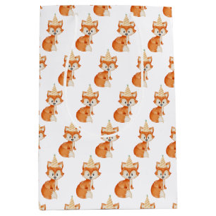 Cute Fox Woodland Party Hat Happy Birthday Medium Gift Bag
