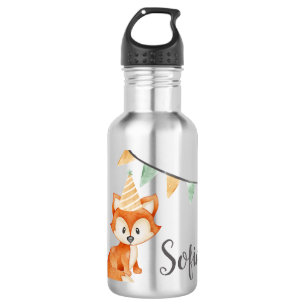 Cute Fox Woodland Party Hat pink 532 Ml Water Bottle