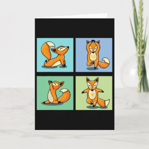 Cute Fox Yoga Animal Meditation Zen Stretch Pose _ Card