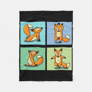 Cute Fox Yoga Animal Meditation Zen Stretch Pose _ Fleece Blanket