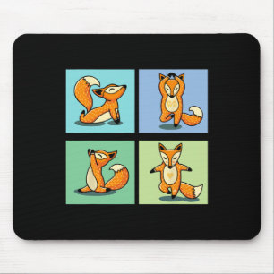 Cute Fox Yoga Animal Meditation Zen Stretch Pose  Mouse Pad