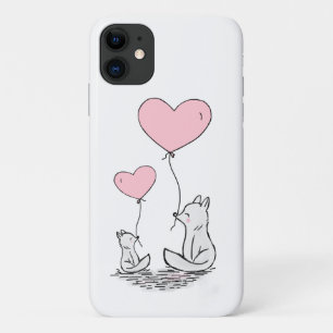 Cute Foxes And Heart Balloons Case-Mate iPhone 11 Case