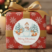 Cute Foxes and Snowman Merry Christmas