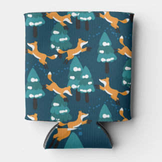 Cute Foxes: Charming Vintage Seamless Can Cooler