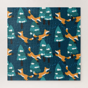 Cute Foxes: Charming Vintage Seamless Jigsaw Puzzle
