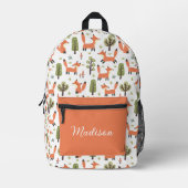 Cute Foxes Custom Name Printed Backpack (Front)