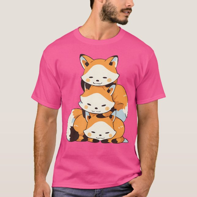 Cute Foxes Forest Animals Lazy Tired Fox T-Shirt (Front)