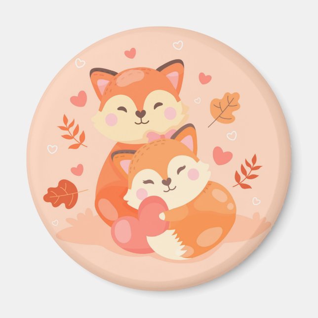 Cute Foxes Magnet (Front)