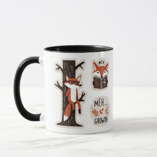 Cute Foxes - "Meh Growth" Funny Self-Care Mug