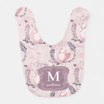 Cute Foxes Pink Monogram Modern Adorable Girly