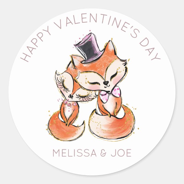 cute foxes valentine's day monogram Sticker (Front)