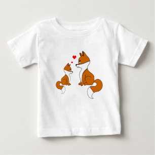 Cute foxes with hearts, hand drawn baby T-Shirt