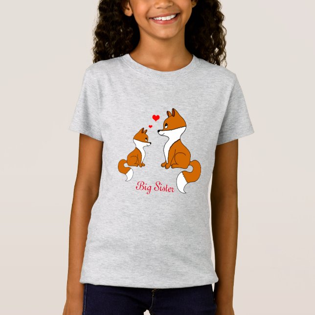 Cute foxes with hearts, hand drawn  T-Shirt (Front)