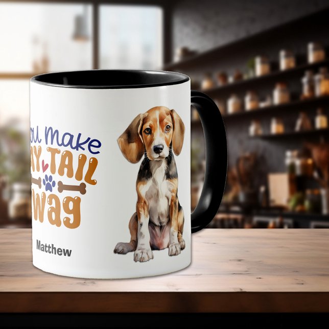 Cute Foxhound Puppy You Make My Tail Wag Mug (Creator Uploaded)