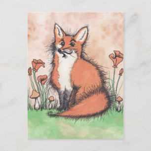 Cute Foxie & Flowers Postcard