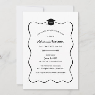 Cute Frame Grad Hat Minimal Graduation Party Invitation