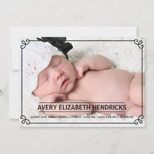 Cute Frame Overlay Photo Birth Announcement