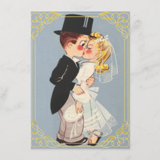 Cute framed bride and groom invitation