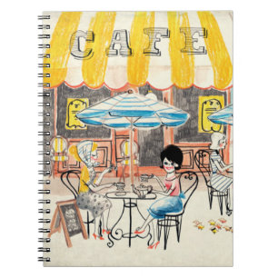 Cute France Café Scene Sketch Notebook