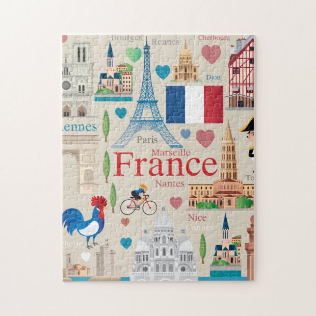 Cute France Icons Jigsaw Puzzle (Vertical)