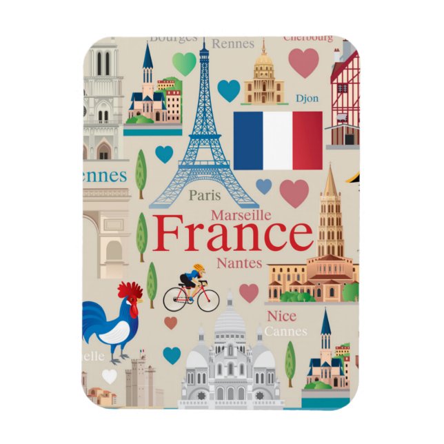 Cute France Icons Magnet (Vertical)