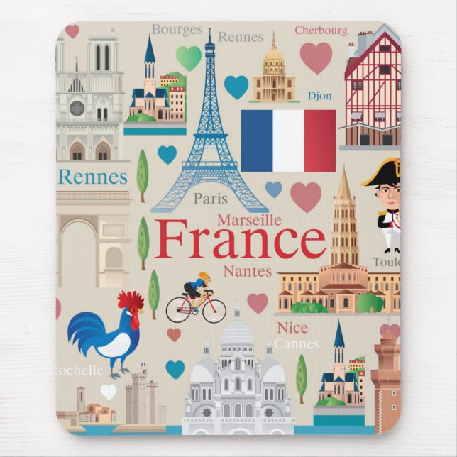 Cute France Icons Mouse Pad (Front)