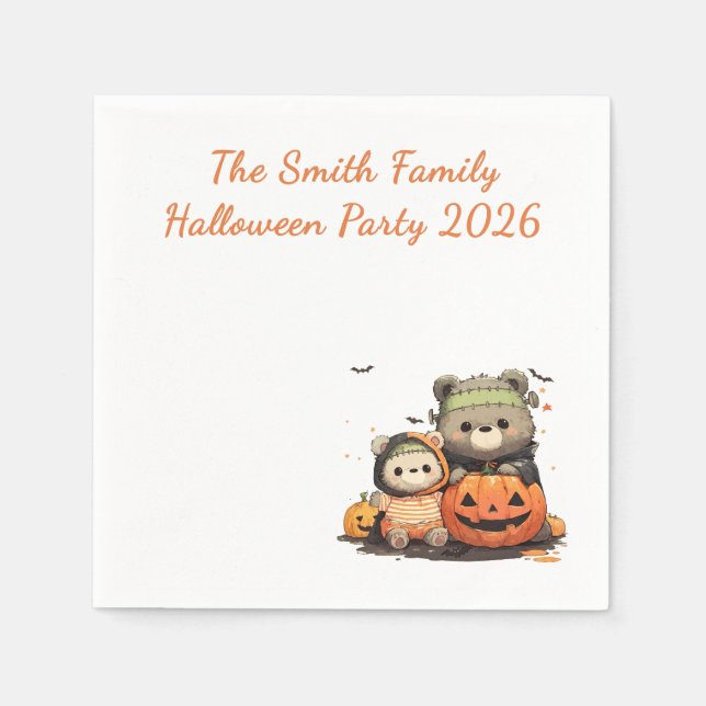 Cute Frankenstein Bear Halloween Custom Napkin (Front)