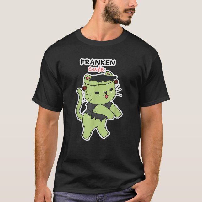 Cute Frankenstein Cat Funny Zombie Kitten  T-Shirt (Front)