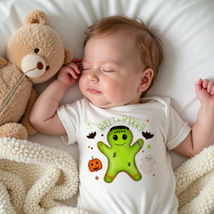 Cute Frankenstein Gingerbread Man Halloween  Baby Bodysuit
