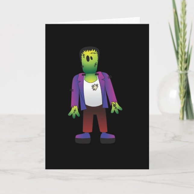 Cute Frankenstein Halloween Card (Front)