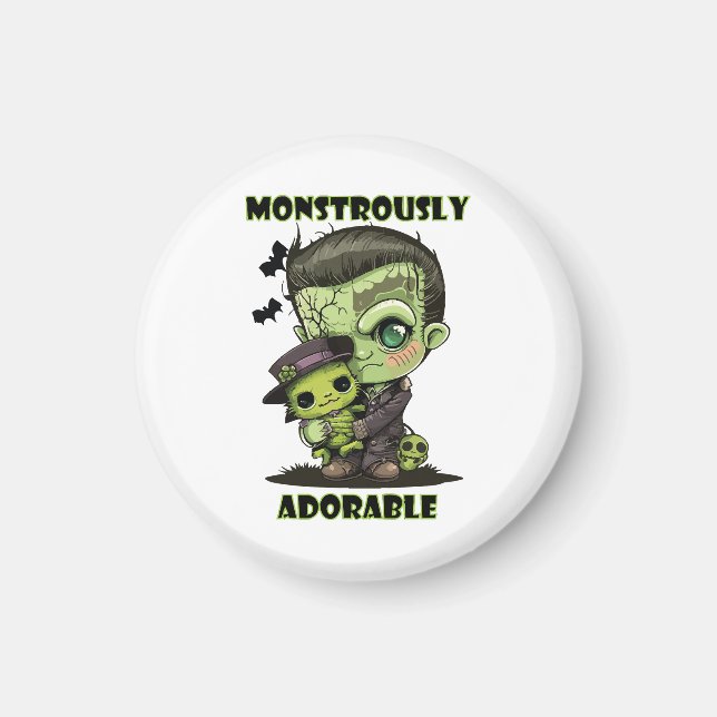  Cute Frankenstein Monster with plushie Magnet (Front)
