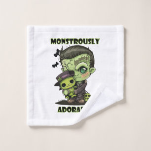 Cute Frankenstein Monster with plushie Wash Cloth