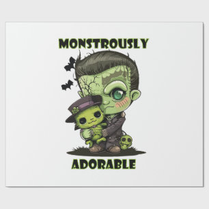  Cute Frankenstein Monster with plushie Wrapping Paper