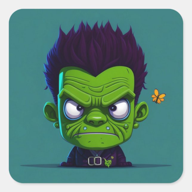 Cute Frankenstein Square Sticker (Front)