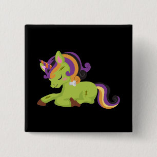 Cute Frankenstein Unicorn Halloween 15 Cm Square Badge