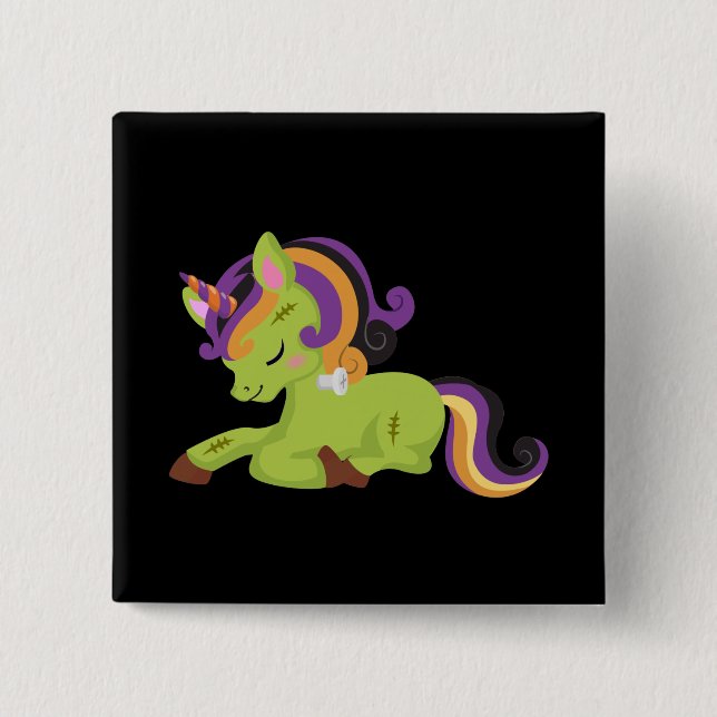 Cute Frankenstein Unicorn Halloween 15 Cm Square Badge (Front)