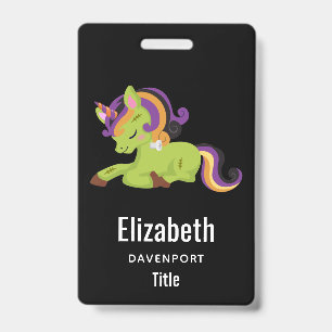 Cute Frankenstein Unicorn Halloween ID Badge