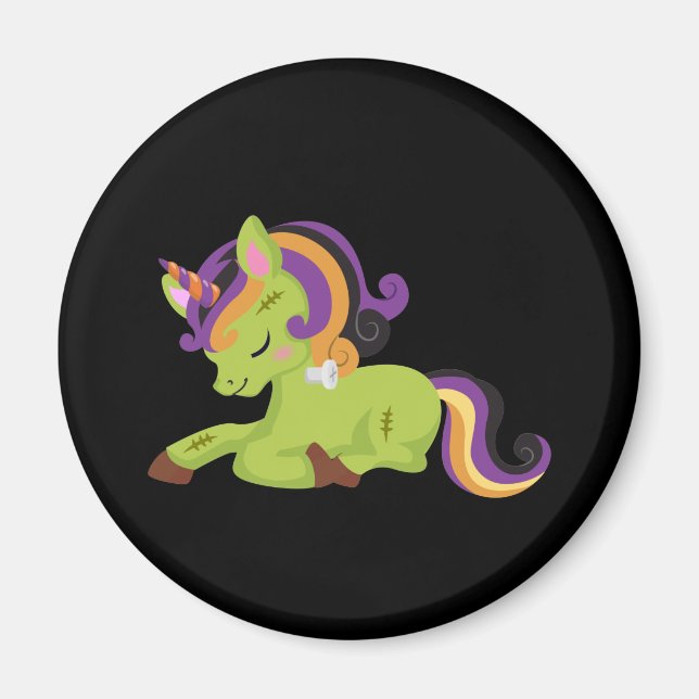 Cute Frankenstein Unicorn Halloween Magnet (Front)