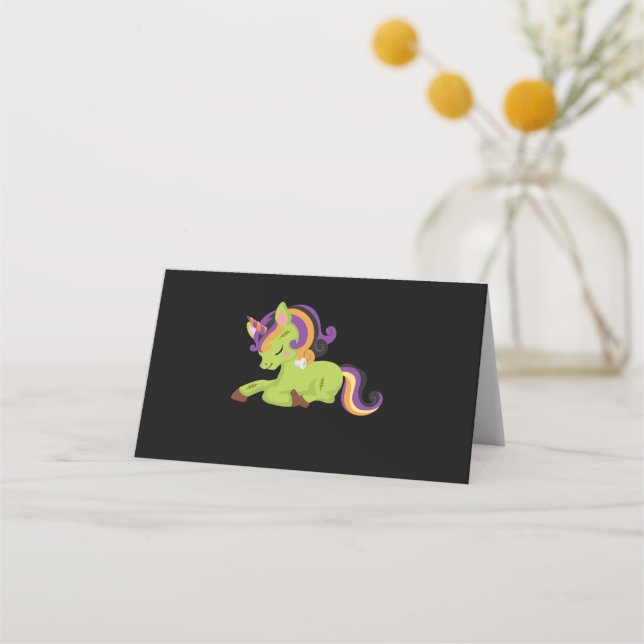 Cute Frankenstein Unicorn Halloween Place Card (Front)