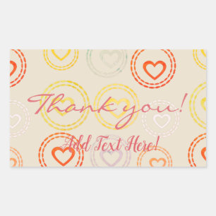 Cute Free Hand Thank you Sweet Heart Add Text Rectangular Sticker