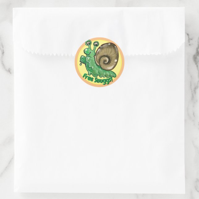 Cute Free Snuggs Snail Hug Emote  Classic Round Sticker (Bag)
