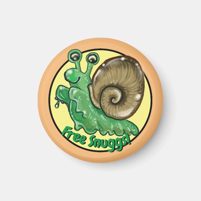 Cute Free Snuggs Snail Hug Emote Magnet (Front)