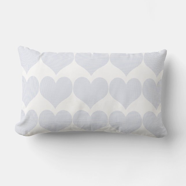 Cute French Blue Hearts Pattern Lumbar Cushion (Front)