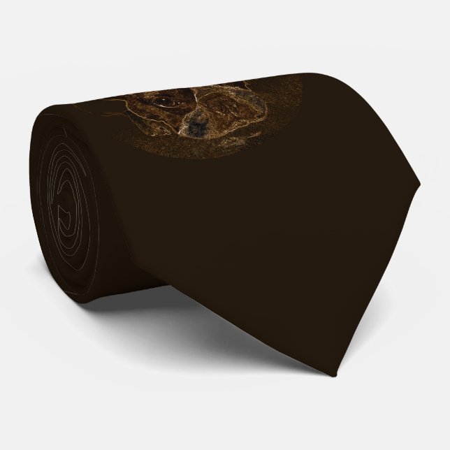 Cute French Bulldog Abstract Drawing Tie (Rolled)